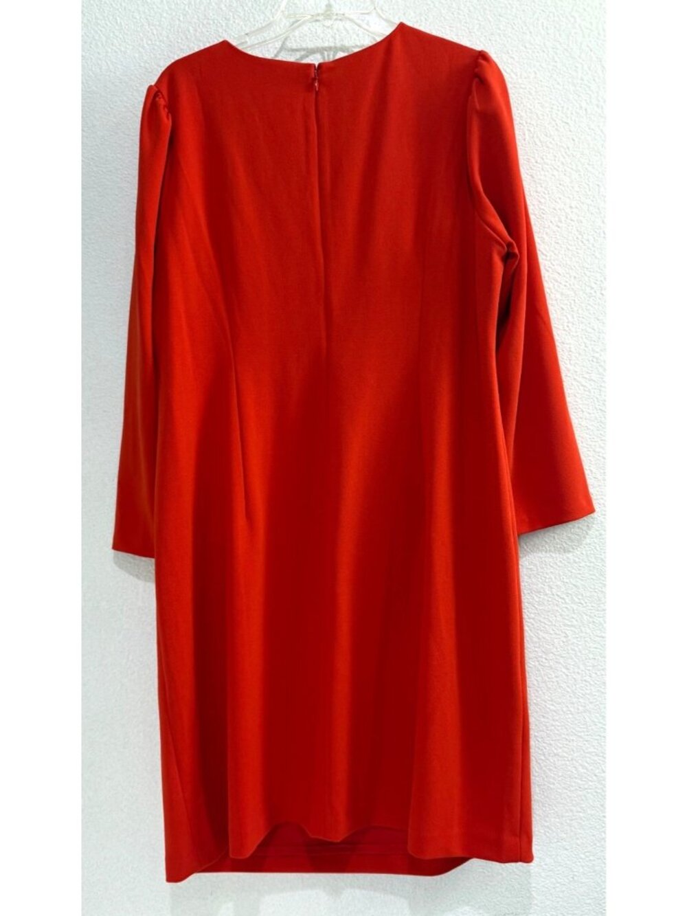 Vince Camuto Red Shift Dress Long Sleeve Round Neck Back Zip 1X - Picture 5 of 6